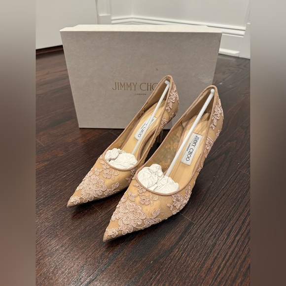 Jimmy Choo Shoes - Jimmy Choo Women's Lace Embellished Pointed-Toe Pumps - Blush Pink
